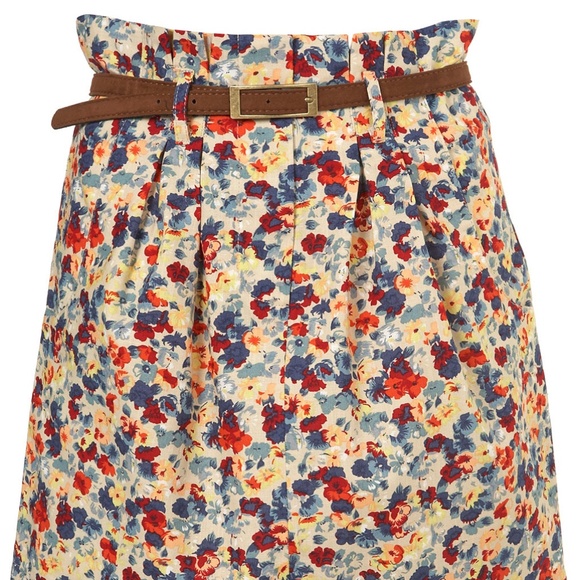 Topshop Floral Watercolour Paperbag Skirt Size 2 - Picture 4 of 7